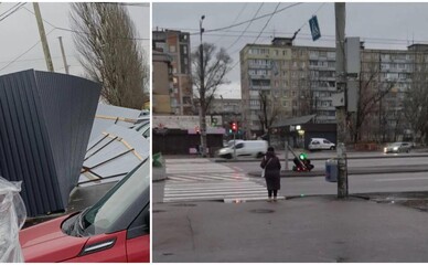У Дніпрі штормовий вітер повалив дерева, паркани та світлофори і пошкодив авто