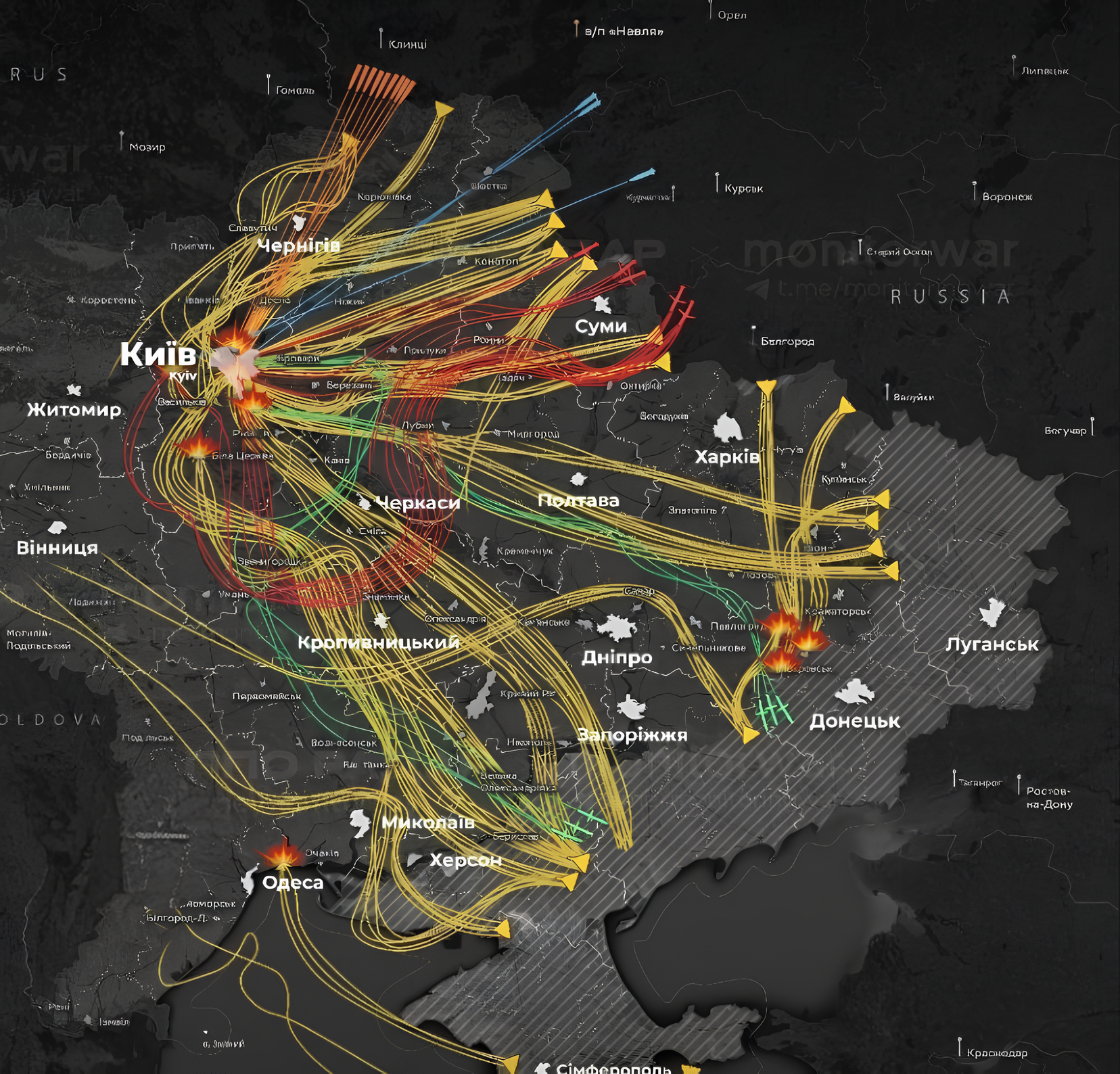Україну сьогодні атакували майже 500 дронів та близько 40 ракет, включаючи "Кинджали" фото 1